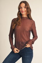 Load image into Gallery viewer, Merrow Edge Detail Polka Dot Mesh Top
