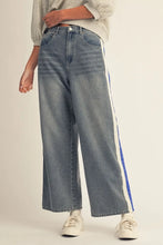 Load image into Gallery viewer, WIde Leg Denim with Side Stripe Trim
