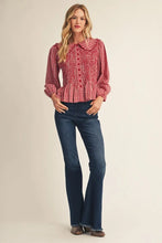 Load image into Gallery viewer, Ruffle Peter Pan Collar Plaid Button Down Top
