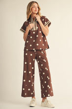 Load image into Gallery viewer, Quarter Zip Polka Dot Top &amp; Pant Set
