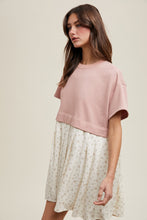 Load image into Gallery viewer, Mauve Mixed Media Floral Mini Dress
