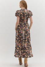 Load image into Gallery viewer, Chocolate Floral Bubble Sleeve Midi Dress
