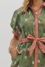 Load image into Gallery viewer, Olive Floral Puff Sleeve Midi Dress
