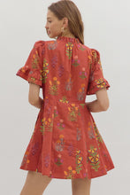 Load image into Gallery viewer, Brick Floral Print Ruffle Edge Dress

