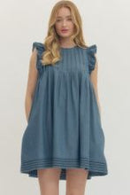 Load image into Gallery viewer, Denim Ruffle Sleeve Mini Dress
