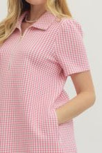 Load image into Gallery viewer, Pink Gingham Short Sleeve Mini Dress
