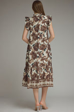 Load image into Gallery viewer, Floral Print Ruffle Sleeve Midi Dress
