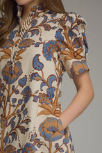 Load image into Gallery viewer, Floral Print Short Puff Sleeve Mini Dress with Back Tie
