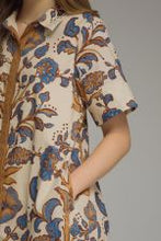 Load image into Gallery viewer, Floral Print Ecru Short Sleeve Midi Dress
