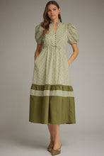 Load image into Gallery viewer, Stripe &amp; Dot Print Puff Sleeve Midi Dress
