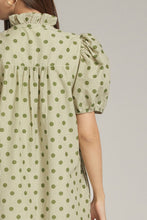 Load image into Gallery viewer, Polka Dot Gingham Print Puff Sleeve Midi Dress
