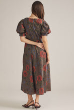 Load image into Gallery viewer, Floral Print Puff Sleeve V Neck Midi Dress
