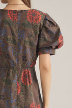 Load image into Gallery viewer, Floral Print Puff Sleeve V Neck Midi Dress
