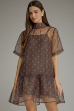 Load image into Gallery viewer, Polka Dot High Neck Back Tie Mini Dress
