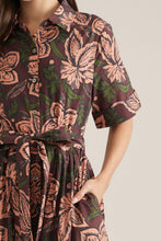 Load image into Gallery viewer, Burgundy Short Sleeve Floral Print Midi Dress
