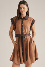 Load image into Gallery viewer, Sleeveless Mini Dress with Shirt Collar

