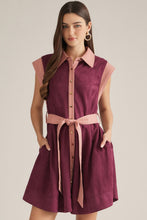 Load image into Gallery viewer, Sleeveless Mini Dress with Shirt Collar
