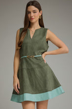 Load image into Gallery viewer, Belted Faux Suede V Neck Mini Dress
