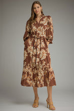 Load image into Gallery viewer, Floral Print 3/4 Puff Sleeve Midi Dress
