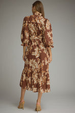Load image into Gallery viewer, Floral Print 3/4 Puff Sleeve Midi Dress
