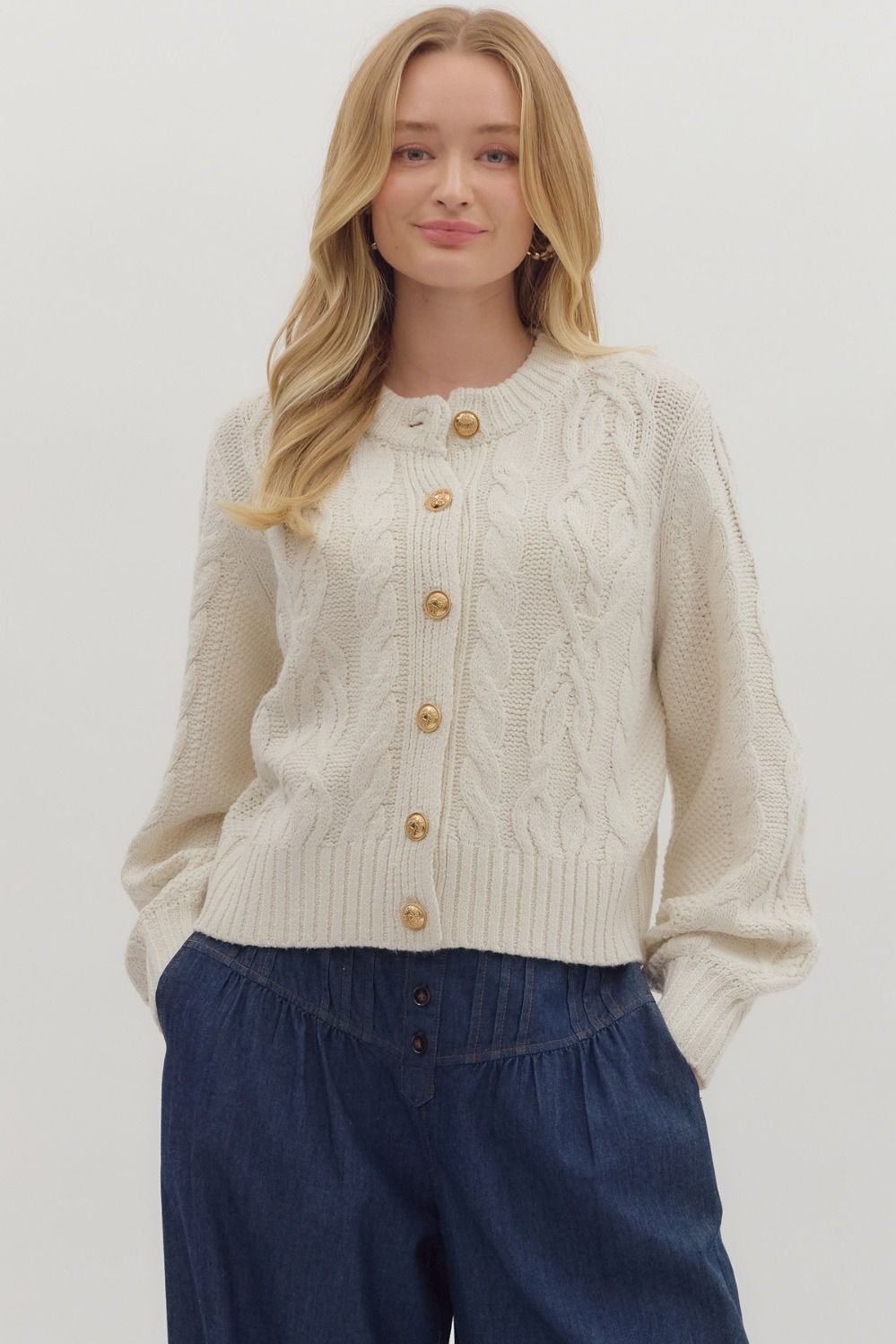 Cable Knit Long Sleeve Cardigan