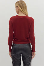 Load image into Gallery viewer, Burgundy Round Neck Solid Long Sleeve Top
