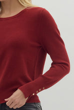 Load image into Gallery viewer, Burgundy Round Neck Solid Long Sleeve Top
