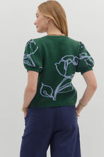 Load image into Gallery viewer, Short Puff Sleeve Floral Sweater
