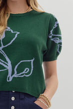 Load image into Gallery viewer, Short Puff Sleeve Floral Sweater
