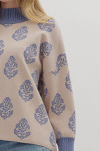 Load image into Gallery viewer, Botanical Print Knit Mock Neck Long Sleeve Top
