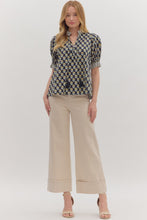 Load image into Gallery viewer, Navy Botanical V Neck Top
