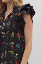 Load image into Gallery viewer, Black Floral Embroidered Flutter Sleeve Top
