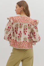 Load image into Gallery viewer, Floral Ruffle Shoulder Long Sleeve Top
