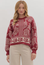 Load image into Gallery viewer, Floral Long Sleeve Knit Sweater
