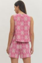Load image into Gallery viewer, Pink Sleeveless Embroidered Top &amp; Shorts Set
