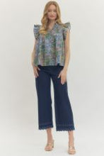 Load image into Gallery viewer, Floral Sleeve Ruffle Print Top
