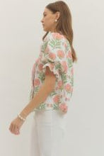 Load image into Gallery viewer, Ivory Floral Short Puff Sleeve Top

