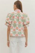 Load image into Gallery viewer, Ivory Floral Short Puff Sleeve Top
