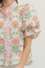 Load image into Gallery viewer, Ivory Floral Short Puff Sleeve Top
