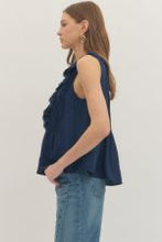 Load image into Gallery viewer, Sleeveless Ruffle Trim V Neck Top
