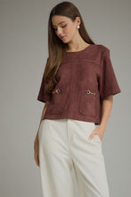 Load image into Gallery viewer, Solid Short Sleeve Top With Patch Front Pockers
