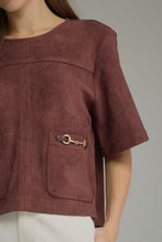 Load image into Gallery viewer, Solid Short Sleeve Top With Patch Front Pockers
