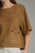 Load image into Gallery viewer, Solid Short Sleeve Top With Patch Front Pockers
