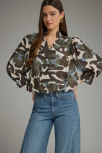 Load image into Gallery viewer, Floral Print Long Sleeve V Neck Blouse
