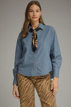 Load image into Gallery viewer, Long Sleeve Solid Denim Top with Shirt Collar
