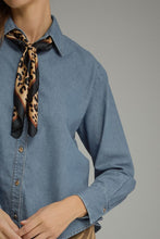 Load image into Gallery viewer, Long Sleeve Solid Denim Top with Shirt Collar
