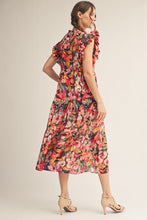Load image into Gallery viewer, Ruffled Sleeves Floral Midi Dress
