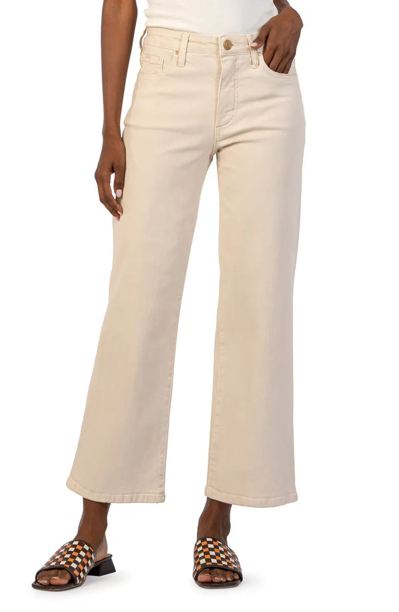 KUT Charlotte High Rise Wide Leg Ecru Jeans