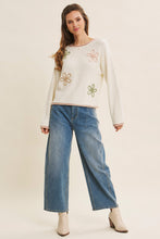 Load image into Gallery viewer, Floral Applique Oversized Sweater
