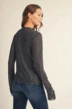 Load image into Gallery viewer, Merrow Edge Detail Polka Dot Mesh Top

